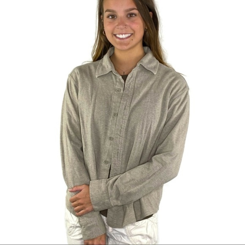 GAP Tan Heavy Weight Button Down Shirt Wear as ShirtJac Size Medium